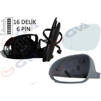 DIŞ DİKİZ AYNASI SOL GOLF 03 ELEKTRİKLİ ISITMALI SİNYALLİ ASTARLI ASFERİK 6 FİŞ VM-197EHPAL
