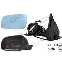 DIŞ DİKİZ AYNASI SOL GOLF-BORA 98 ELEKTRİKLİ ISITMALI SİYAH ASTARLI MAVİ CAM BÜYÜK TİP 5 FİŞ VM-188AL