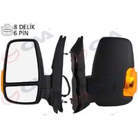DIŞ DİKİZ AYNASI SOL TRANSIT V363 14 KISA KOL -KATLANMAZ E LEKTRİKLİ ISITMALI SARI SİNYALLİ DESENLİ KONVEKS 6 FİŞ VM-6329NEHL