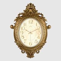 DUVAR SAATİ ALTIN SARISI ÇERÇEVE İÇİN KREM RENGİ ÇAP:73cm x 54cm VİNTAGE TAÇLI EKSİTME DEKORATİF AMERİKAN BRİSTOL KADRAN AKAR SANİYELİ MEKANİZMA AKRİL