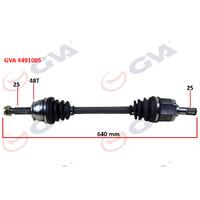 KOMPLE AKS SOL HYUNDAI ACCENT ERA 1.4L 1.6L G4EE G4ED benzinli 06-10 ABS li 25x25 - ABS 48 diş komple boy 640mm