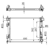 RADYATÖR BRAZİNG ACCENT BLUE 1.6 CRDİ -İ20-KIA RIO DİZEL 11 > OTOM. 480x382x26