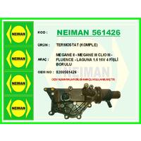 TERMOSTAT KOMPLE MEGANE II - MEGANE III CLIO III - FLUENCE - LAGUNA 1.6 16V 4 FİŞLİ BORULU